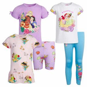 NWT Disney Princess 5 Piece Set: Leggings, Shorts, 3 T-shirts Girls' Size 6